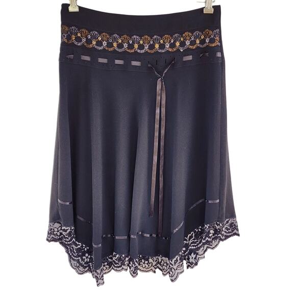 Black Lace Trim Sheer Skirt | Dark Romantic Witchy Goth Fairy Whimsy - Picture 3 of 11